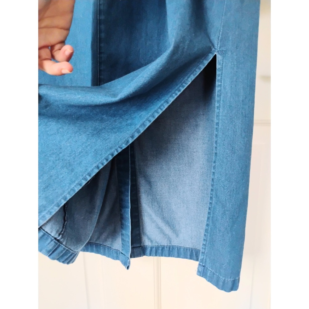 Vintage Talbots Petites Denim Maxi Dress Size 10 Sleeveless Button Front Jumper - Picture 3 of 7